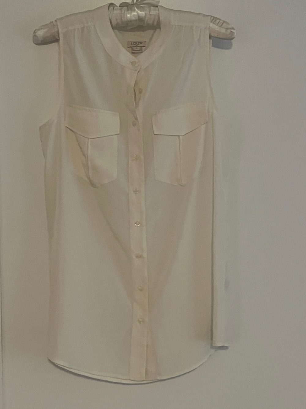 J. Crew Cream Sleeveless Button-Down Shirt
